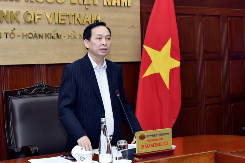 Phó Thống đốc Đào Minh Tú phát biểu tại cuộc họp (Ảnh: sbv.gov.vn)