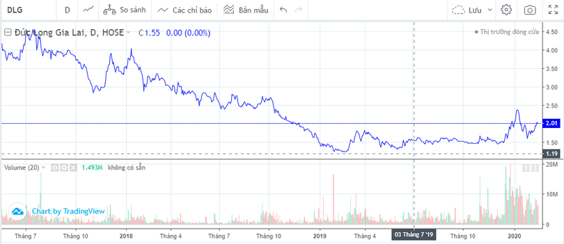 Cổ phiếu DLG bất ngờ "nổi sóng" (Ảnh chụp màn hình - Nguồn: VNDS)