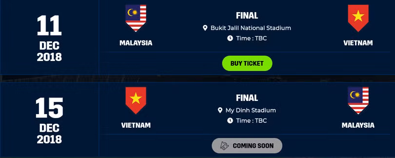 Chung kết lượt về AFF Suzuki Cup 2018 giữa đội tuyển Việt Nam và Malaysia diễn ra tại SVĐ Mỹ Đình vào ngày 15/12/2018.