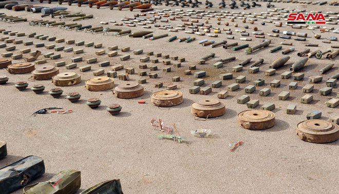 Những vũ khí thu giữ được trên vùng nông thôn tỉnh Daraa