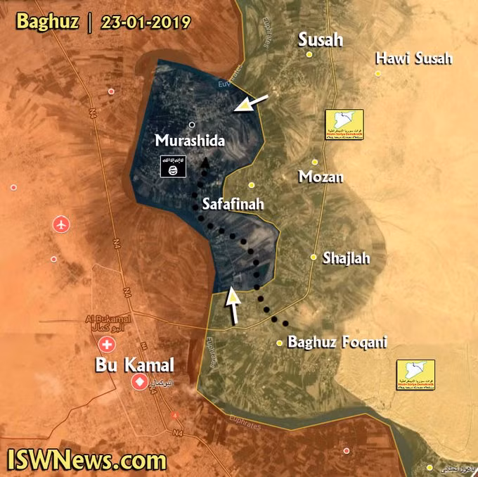 Tình hình chiến sự Deir Ezzor, Syria tính đến ngày 23.01.2019 theo South Front.