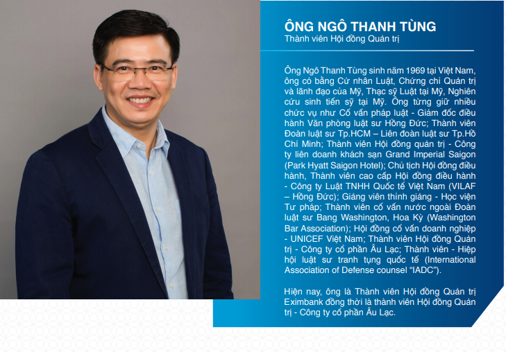 Thông tin liên quan đến ông Ngô Thanh Tùng trong Báo cáo thường niên 2018 của Ngân hàng Eximbank (Nguồn: EIB)