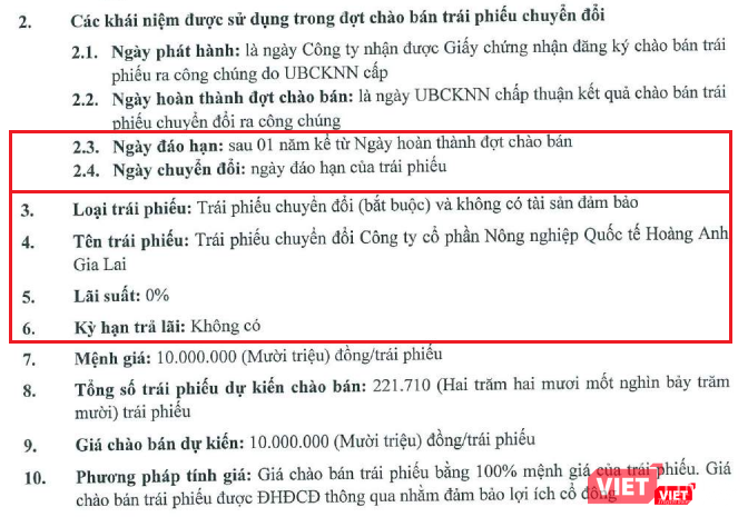 Thông tin về đợt phát hành trái phiếu chuyển đổi cho cổ đông hiện hữu của HAGL Agrico (Nguồn: Bản cáo bạch chào bán trái phiếu chuyển đổi ra công chúng - HNG) Thông tin về đợt phát hành trái phiếu chuyển đổi cho cổ đông hiện hữu của HAGL Agrico (Nguồn: Bản cáo bạch chào bán trái phiếu chuyển đổi ra công chúng - HNG)
