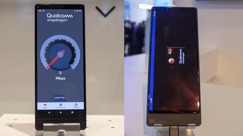 Nguyên mẫu smartphone 5G được Sony giới thiệu tại MWC 2019. Ảnh: Gadgets360