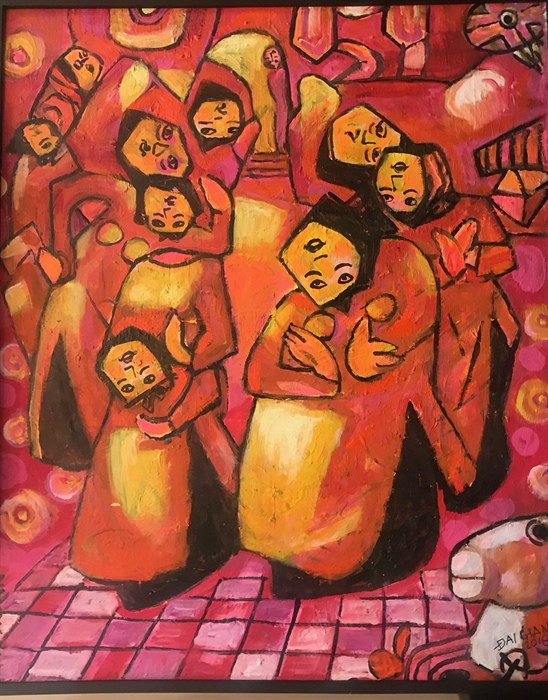 Tác phẩm sơn dầu "Hát xoan" Tác phẩm sơn dầu