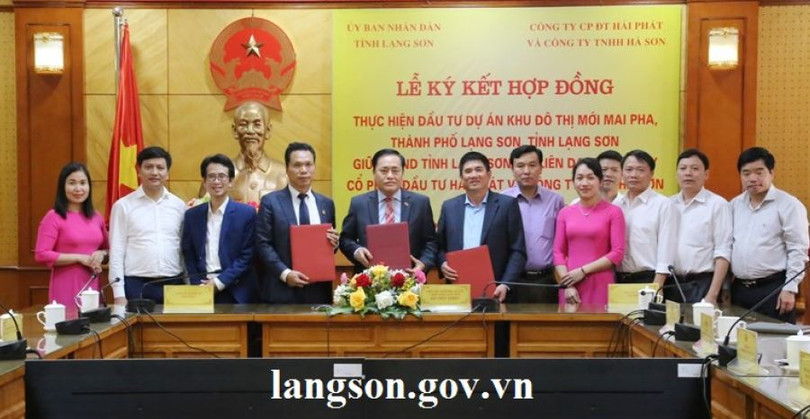 Buổi lễ ký kết hợp đồng thực hiện dự án Khu đô thị mới Mai Pha (Ảnh: langson.gov.vn)