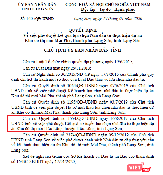 Quyết định số 140/QĐ-UBND phê duyệt Liên danh Hà Sơn - Hải Phát Invest làm chủ đầu tư dự án