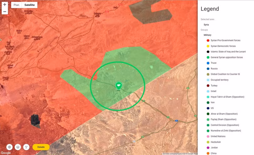 Khu vực căn cứ địa của đặc nhiệm Mỹ Al-Tanf gần biên giới với Iraq. Ảnh minh họa South Front