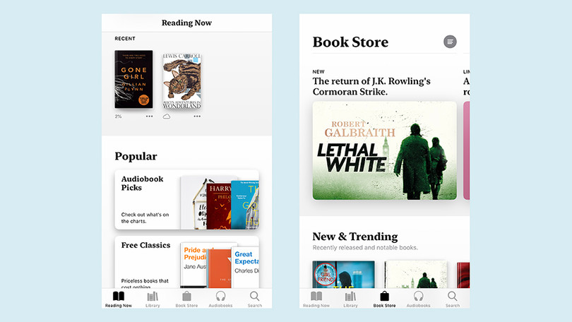 Thư viện Apple Books lột xác hoàn toàn trên iOS 12. Ảnh: Gizmodo