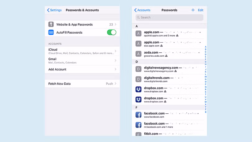 iOS 12 được bổ sung tính năng quản lý mật khẩu. Ảnh: Gizmodo iOS 12 được bổ sung tính năng quản lý mật khẩu. Ảnh: Gizmodo