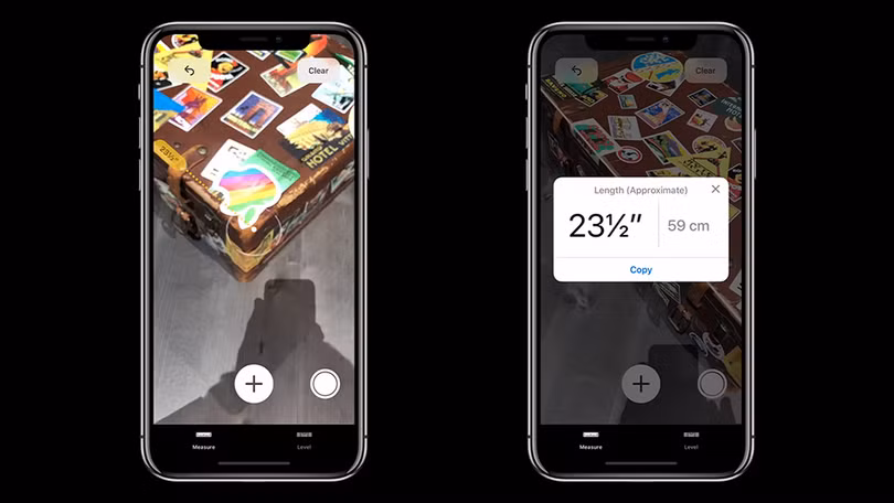 Ứng dụng đo lường Measure trên iOS 12. Ảnh: Gizmodo Ứng dụng đo lường Measure trên iOS 12. Ảnh: Gizmodo