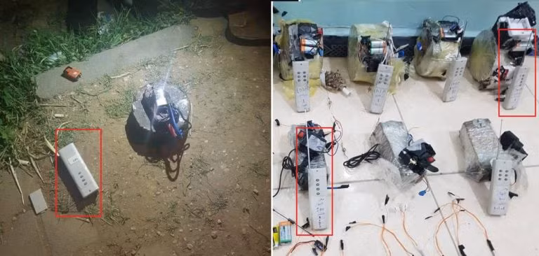 Các loại vũ khí nổ tự chế điều khiển vô tuyến (điện thoại di động) của lực lượng khủng bố IS. Ảnh: South Front. Các loại vũ khí nổ tự chế điều khiển vô tuyến (điện thoại di động) của lực lượng khủng bố IS. Ảnh: South Front.