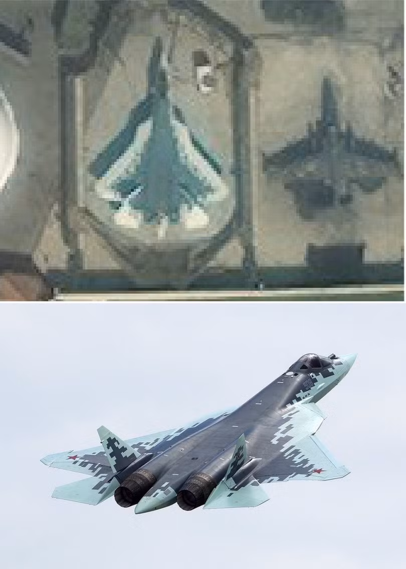 Một bay bay tiêm kích tàng hình đa nghiệm thế hệ 5 Su-57 tại Khmeimim. Ảnh Ảnh rambo54‏ @reutersanders