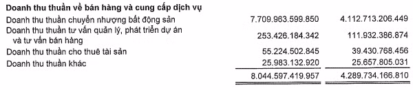 Cơ cấu doanh thu của Novaland trong nửa đầu năm 2019 (Nguồn: NVL)