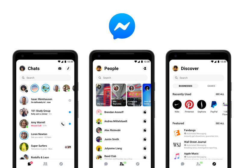 3 tab điều hướng chính của Messenger 4. Ảnh: Facebook