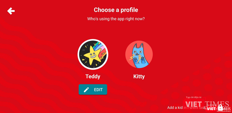 YouTube Kids hỗ trợ tối đa 8 tài khoản trẻ em và cho phép chuyển đổi linh hoạt giữa các tài khoản này