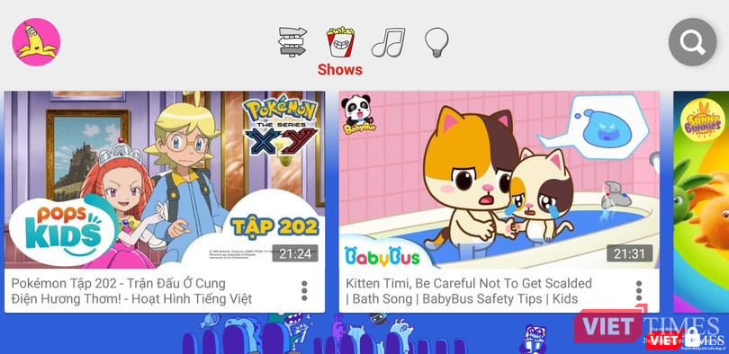 Mục Chương trình trên YouTube Kids
