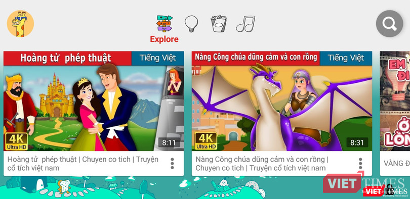 Mục Khám phá trên YouTube Kids