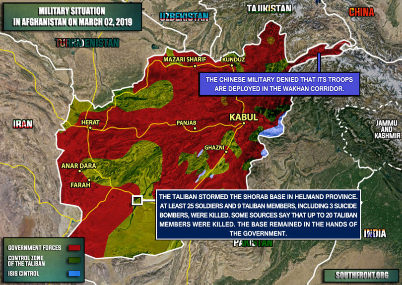 Tình hình chiến trường Afghanistan tính đến ngày 02.03.2019 theo South Front.