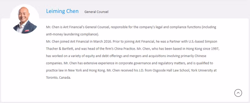 Phần giới thiệu về ông Leiming Chen của Ant Financial Phần giới thiệu về ông Leiming Chen của Ant Financial