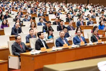 Tổng bí thư Tô Lâm cùng các lãnh đạo, nguyên lãnh đạo Đảng, Nhà nước và đại biểu Quốc hội dự khai mạc kỳ họp thứ Nhất, Quốc hội khóa XVI. Ảnh: Quốc hội.