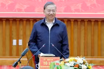 Theo Tổng bí thư, Cao Bằng phải biến vị trí biên giới thành lợi thế chiến lược của tỉnh. Ảnh: TTXVN.