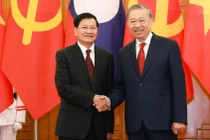 Tổng bí thư Tô Lâm tiếp đón Tổng bí thư, Chủ tịch nước Lào Thongloun Sisoulith.