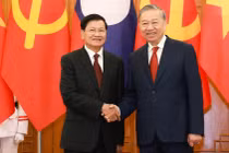 Tổng bí thư Tô Lâm tiếp đón Tổng bí thư, Chủ tịch nước Lào Thongloun Sisoulith.