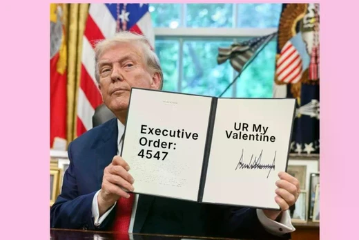 Một trong những tấm thiệp Valentine độc ​​đáo của Tổng thống Mỹ Donald Trump được Nhà Trắng chia sẻ. Ảnh: Instagram/whitehouse.