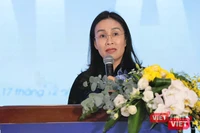 Bà Nguyễn Thị Anh Thi, Phó Chủ tịch UBND TP Đà Nẵng phát biểu tại chương trình "Gặp gỡ Hàng không đồng hành cùng du lịch Đà Nẵng 2025".