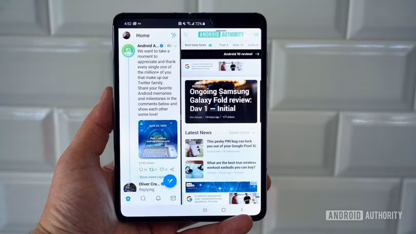 Khả năng đa nhiệm trên chiếc Samsung Galaxy Fold là rất tốt (Ảnh: Android Authority) Khả năng đa nhiệm trên chiếc Samsung Galaxy Fold là rất tốt (Ảnh: Android Authority)