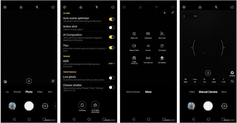 Các chế độ chụp trên chiếc LG G8X ThinQ (Ảnh: Android Authority)