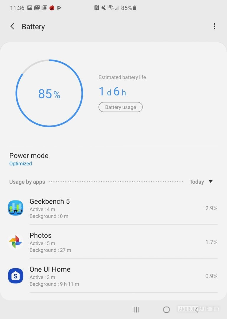 Thời gian sử dụng thực tế của máy là rất tốt (Ảnh: Android Authority)