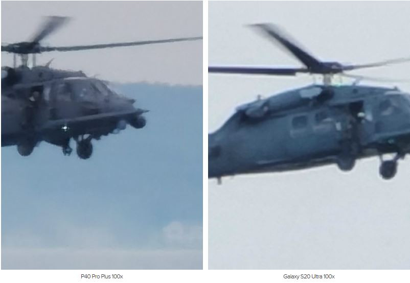 So sánh khả năng zoom 100x của P40 Pro Plus và Galaxy S20 Ultra (Ảnh: Android Authority)