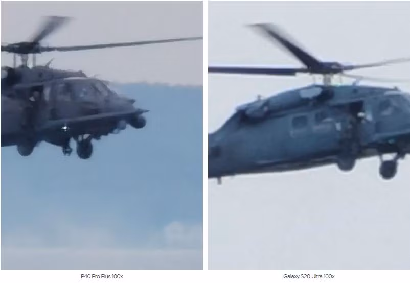 So sánh khả năng zoom 100x của P40 Pro Plus và Galaxy S20 Ultra (Ảnh: Android Authority) So sánh khả năng zoom 100x của P40 Pro Plus và Galaxy S20 Ultra (Ảnh: Android Authority)