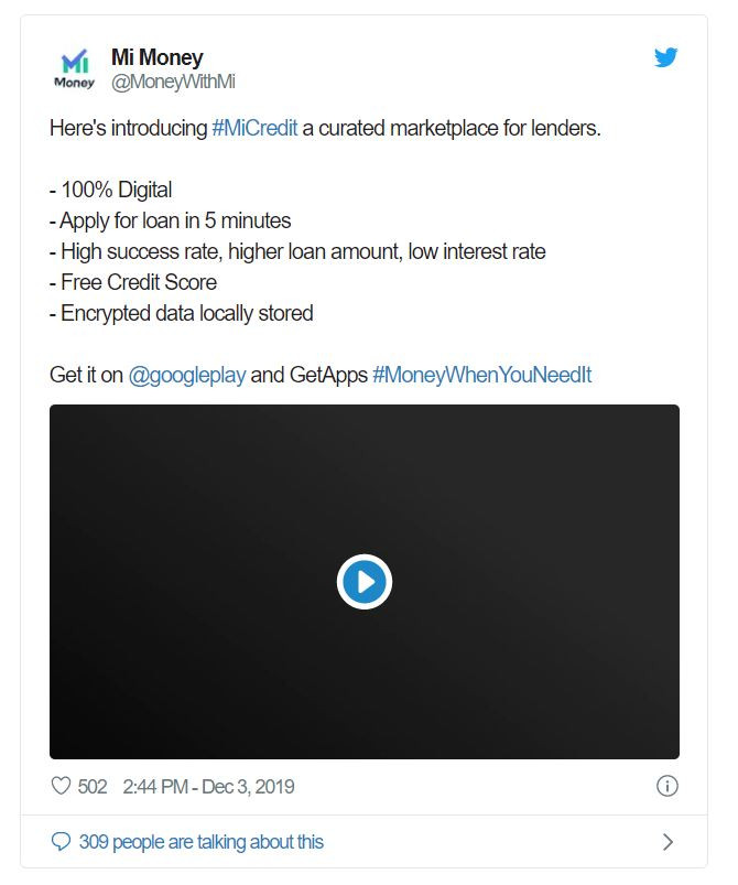 Bài đăng trên Twitter giới thiệu dịch vụ Mi Credit của Xiaomi (Ảnh: Android Authority) Bài đăng trên Twitter giới thiệu dịch vụ Mi Credit của Xiaomi (Ảnh: Android Authority)