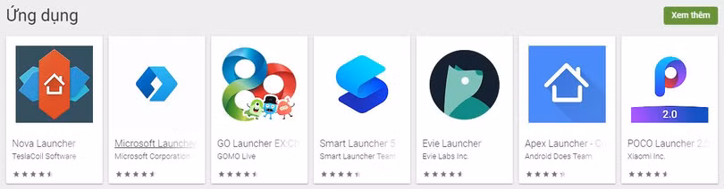 Có rất nhiều launcher cho bạn lựa chọn trên Google Play Store (Ảnh: PlayGoogle)