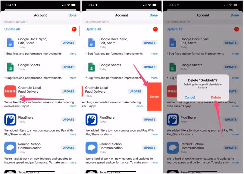 Giờ đây bạn có thể xóa ứng dụng ngay trong mục cập nhật (Ảnh: cnet.com)