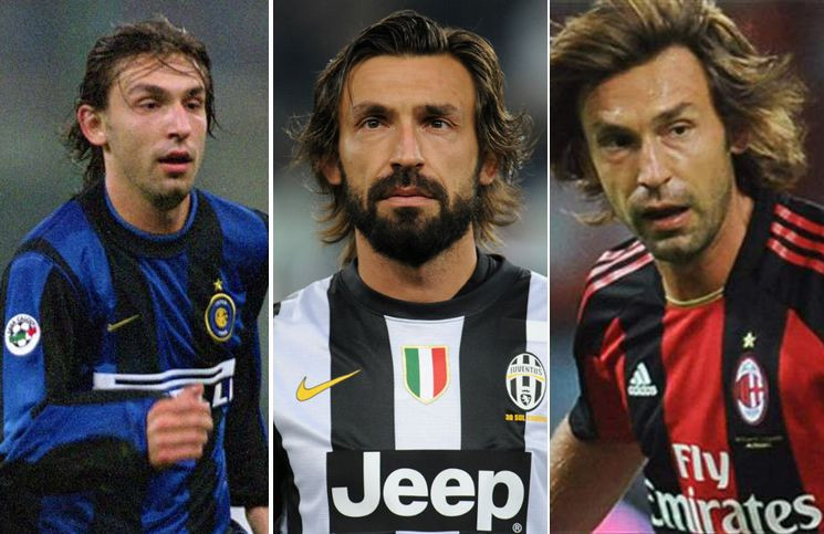 Pirlo đã khoác áo cả 3 câu lạc bộ lớn nhất nước Ý (Ảnh: Pinterest)