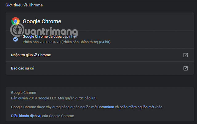 Các phiên bản trên 78 thì sẽ có thể chuyển sang chế độ Dark Mode (Ảnh: quangtrimang) Các phiên bản trên 78 thì sẽ có thể chuyển sang chế độ Dark Mode (Ảnh: quangtrimang)