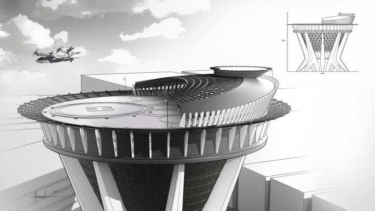 Mô hình trạm dừng taxi bay (Ảnh: carscoops)