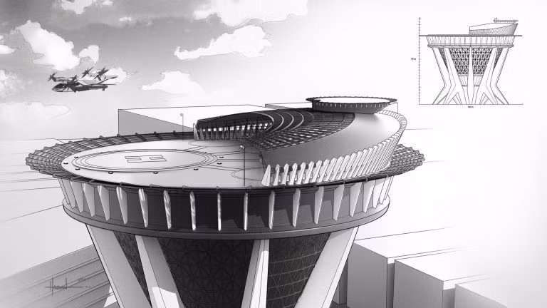 Mô hình trạm dừng taxi bay (Ảnh: carscoops)