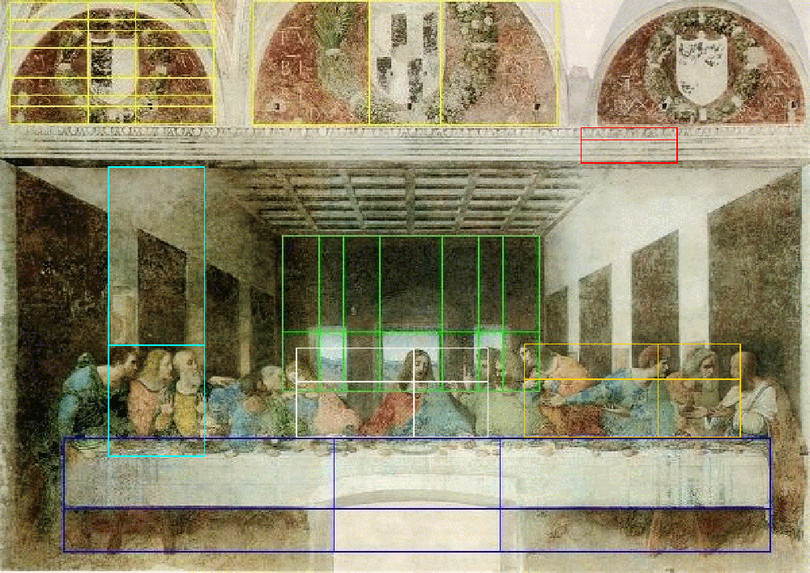 Tỷ lệ vàng trong tác phẩm The Last Supper của danh họa Leonardo da Vinci. Ảnh: Golden Number. Tỷ lệ vàng trong tác phẩm The Last Supper của danh họa Leonardo da Vinci. Ảnh: Golden Number.