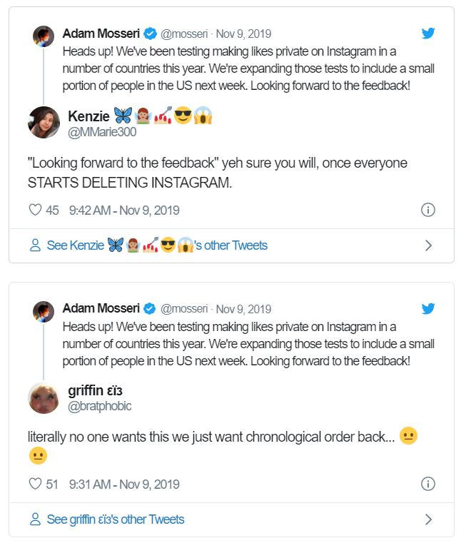 Rất nhiều người dùng phản đối sự thay đổi này của Instagram (Nguồn: Twitter)