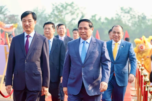 Thủ tướng Phạm Minh Chính đến dự lễ khởi công dự án đầu tư xây dựng Khu đô thị thể thao Olympic.