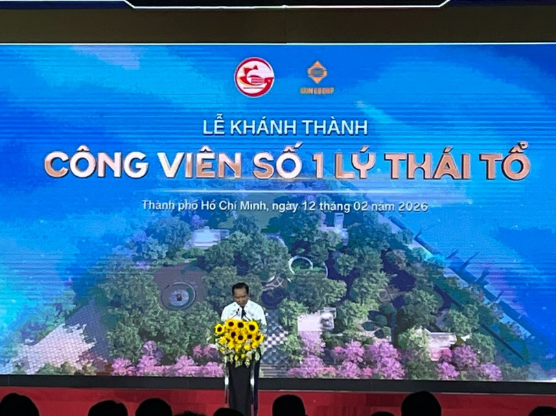 Chủ tịch UBND TP.HCM Nguyễn Văn Được phát biểu tại lễ khánh thành tối 12/2/2026. Ảnh: Diệu Huyền