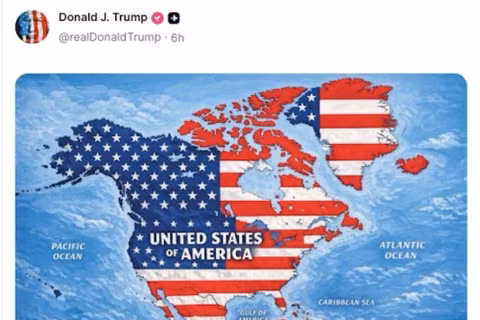 Tấm bản đồ gây tranh cãi ông Trump đăng trên Truth Social. Ảnh: CNA.