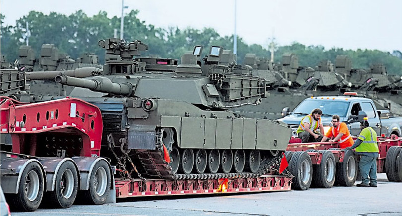 Xe tăng đã được đưa vào thủ đô Washington chuẩn bị cho cuộc duyệt binh. Ảnh: Guangming.