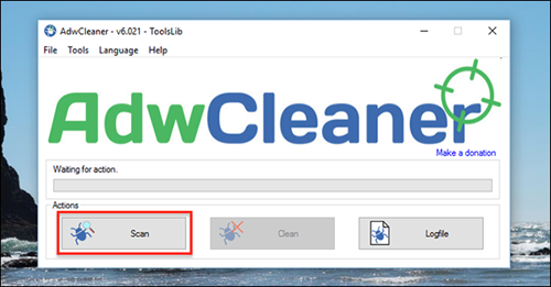 Giao diện chính của AdwClear. Giao diện chính của AdwClear.