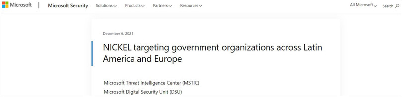 Trang web của Microsoft đăng bài cáo buộc tổ chức tin tặc NICKEL Trang web của Microsoft đăng bài cáo buộc tổ chức tin tặc NICKEL